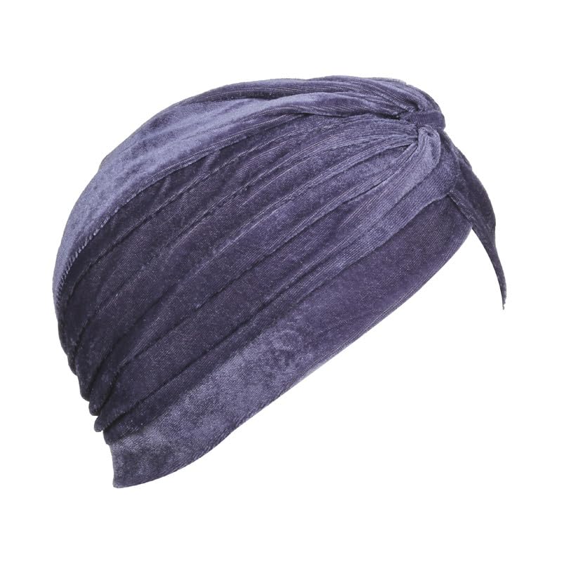 bismaadh Women's Stretch Velvet Twist Pleasted Hair Wrap Turban Hat Cancer Chemo Beanie Cap Headwear-picture-12