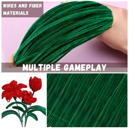 Image of Green Pipe Cleaners Craft Bulk,Toys & Games,200pcs Chenille Stems,Fake Flowers for Decor,Arts Crafts,Sensory Toys,Christmas Birthday Gift for Kids Art Supplies for Projects Creative DIY Decorations