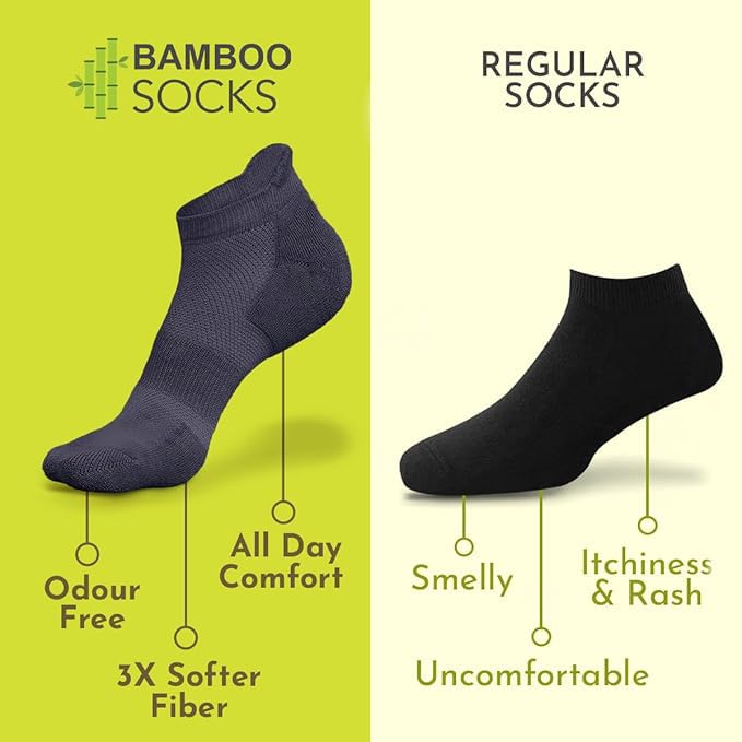 Image of Men's Low Cut Ankle Socks Pack | Bamboo Cushioned Sports Socks for Gym, Running, Walking