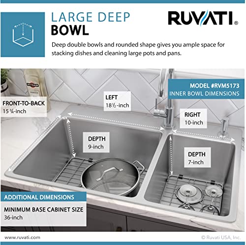 Fregadero de doble tazón Ruvati RVM5173 de acero inoxidable calibre 16 5