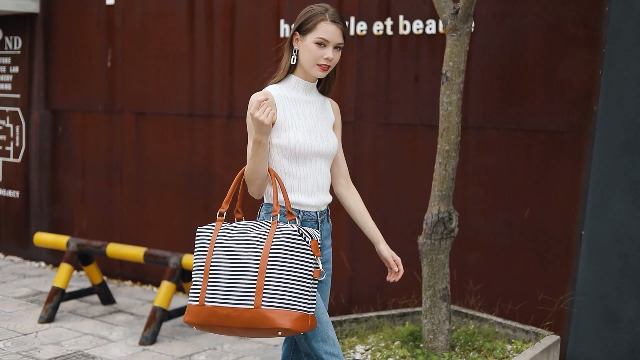 bluboon weekender overnight bag canvas genuine leather travel duffel tote Amazon.com | Bluboon Travel Tote Bags with Zipper Ladies Canvas Bag  Weekender Overnight Bag for Women Carry on Duffel Bag Trolley Sleeve