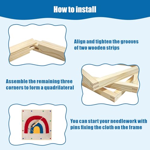 Image of 12 Sets Stretcher Bars for Needlework with 100 Tacks,6 Sizes 24Pcs Wooden Canvas Splicing Stretcher Bars Needlepoint Embroidery Stitch Frame Set for Crafts Art Supplies for Women's Birthday Gift
