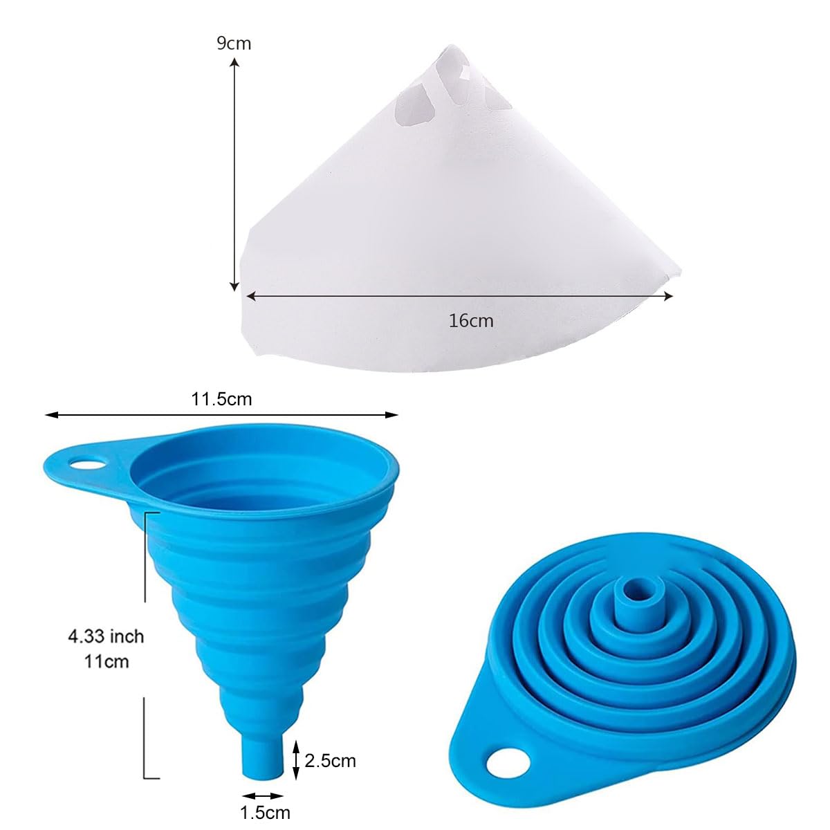 50 Filtri Conici Per Vernice + Imbuto In Silicone - Per Pittura E Resine - Foto 8