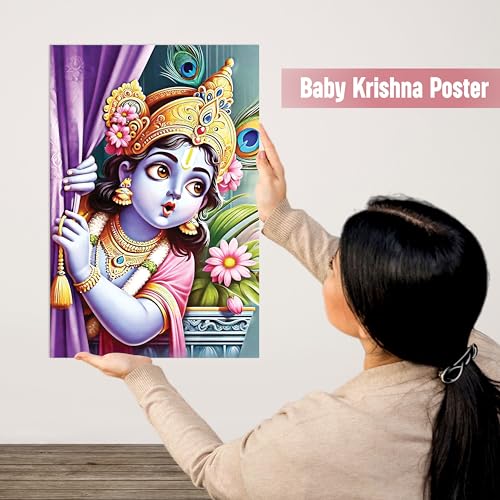 Image of Twinster Bal krishna Posters Photo for Pregnant Women, Baby Poster Self Adhesive (Size 45 cm by 30 cm) Pack of 1 (Design 11)