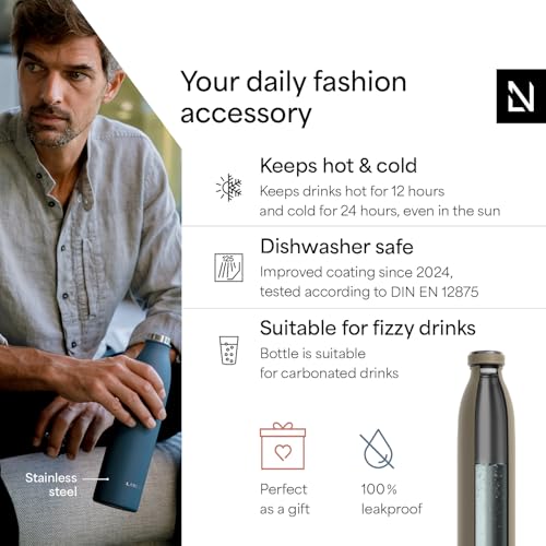 Image of LARS NYSOM Stainless Steel Insulated Water Bottle 12oz 17oz 25oz 34oz 51oz | Insulated Thermo Flask for Hot and Cold Beverages | Leakproof Drinking Bottle (Taupe Brown, 17oz)
