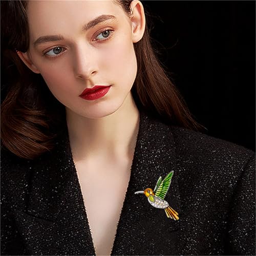 Image of coadipress Colorful Birds Brooch Pins Crystal Rhinestone Branch Bird Brooch Cute Enamel Animal Magpie Hummingbird Pin Fashion Jewelry Accessories Gifts