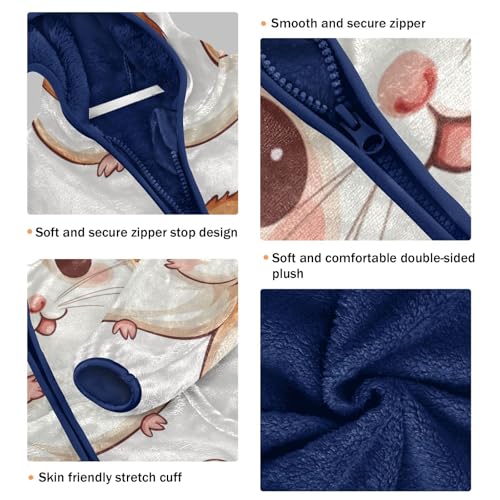 Cute Hamster Girls Fleece Jacket Girls Fall Jacket Girls Zip Up Hoodie Girls Sherpa Jacket 2-10T3