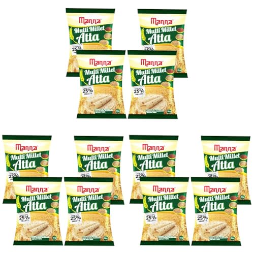Image of Manna Multigrain Atta /Multi Millet Atta 4Kgs | Certified Low GI Wheat Flour with 25% Millets | High Protein & Fibre | Diabetic Friendly | For Weight Loss (Pack of 3)