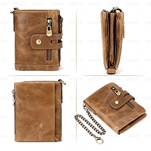 Vintage Small Women's wallet RFID Blocking Chain ladies purse leather (brown)3