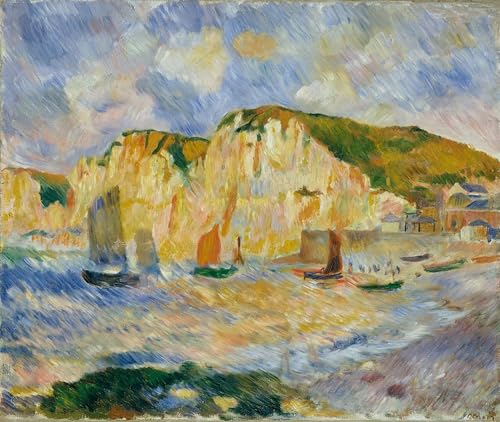 ARToPHIIU Cuadros Abstractos Póster de Lienzo Impresión en Lienzo Mar y acantilados de Pierre Auguste Renoir para la Decoración del Hogar de la Oficina 60x90cm