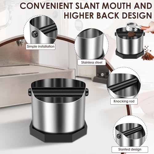Stainless Steel Espresso Knock Box with Removable Bar and Non-Slip Base - Ideal Coffee Grounds Collector for Home and Commercial Use - Image 6