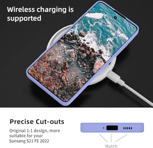 Image of DIZORO Liquid Silicone Gel Rubber Shockproof Soft Microfiber Cloth Lining Cushion Cover Compatible for Samsung Galaxy S21 6.2inches (Purple)