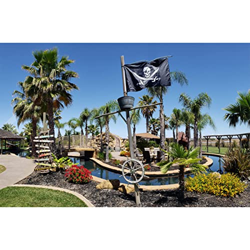 Topflags Jolly Roger White Skull Rackham Pirate Flag 3X5 Feet, Printed 3 Ply Double Side Pirates Flags With Double Swords And 2 Brass Grommets 4 Stitching Rows Heavy Duty Nylon Outdoor Indoor Banner #TOP5