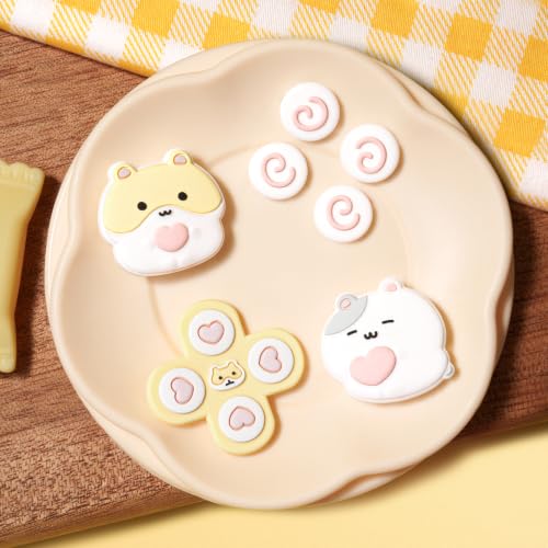 Image of GeekShare Cute Silicone Cross D-Pad Button Caps Set Joystick Cover - ABXY Key Buttons Sticker Compatible with Switch 2 /1 /OLED /,4PCS (Switch 2-Rice Cake Hamster)