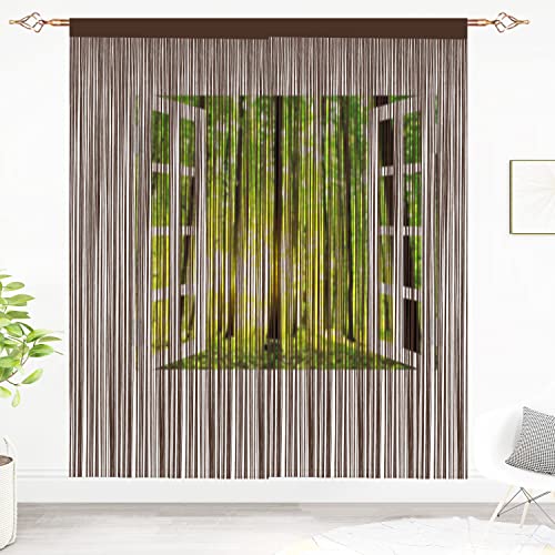 Taiyuhomes String Door Curtains Fly Screen Curtain For Window Decorations Living Room Doorways Crystal Plain Tassel (Coffee2