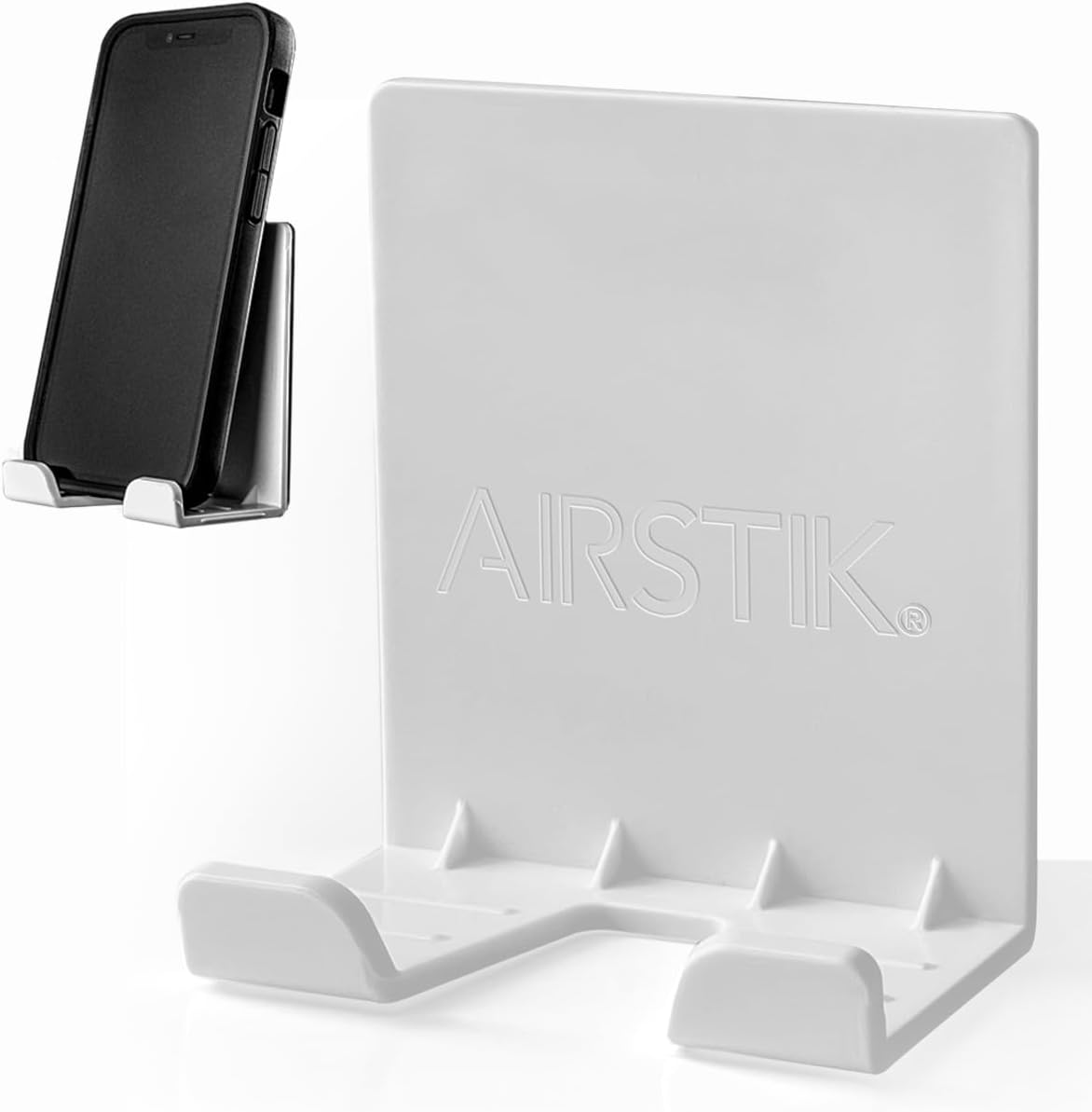 AIRSTIK Cradle for Any Phone Tablet Pad Holder Selfie Caddy Mount Shelf Bathroom Shower Glass Mirror Window Wall Universal Reusable Waterproof compatible with any iPhone or iPad Made in USA