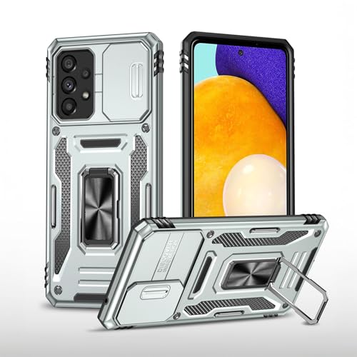 Image of Vaku Luxos Aegis Armor Slide TPU Back Cover Case for Samsung Galaxy A53 5G with Magnetic Ring Holder Kickstand Camera Screen Protector- Grey