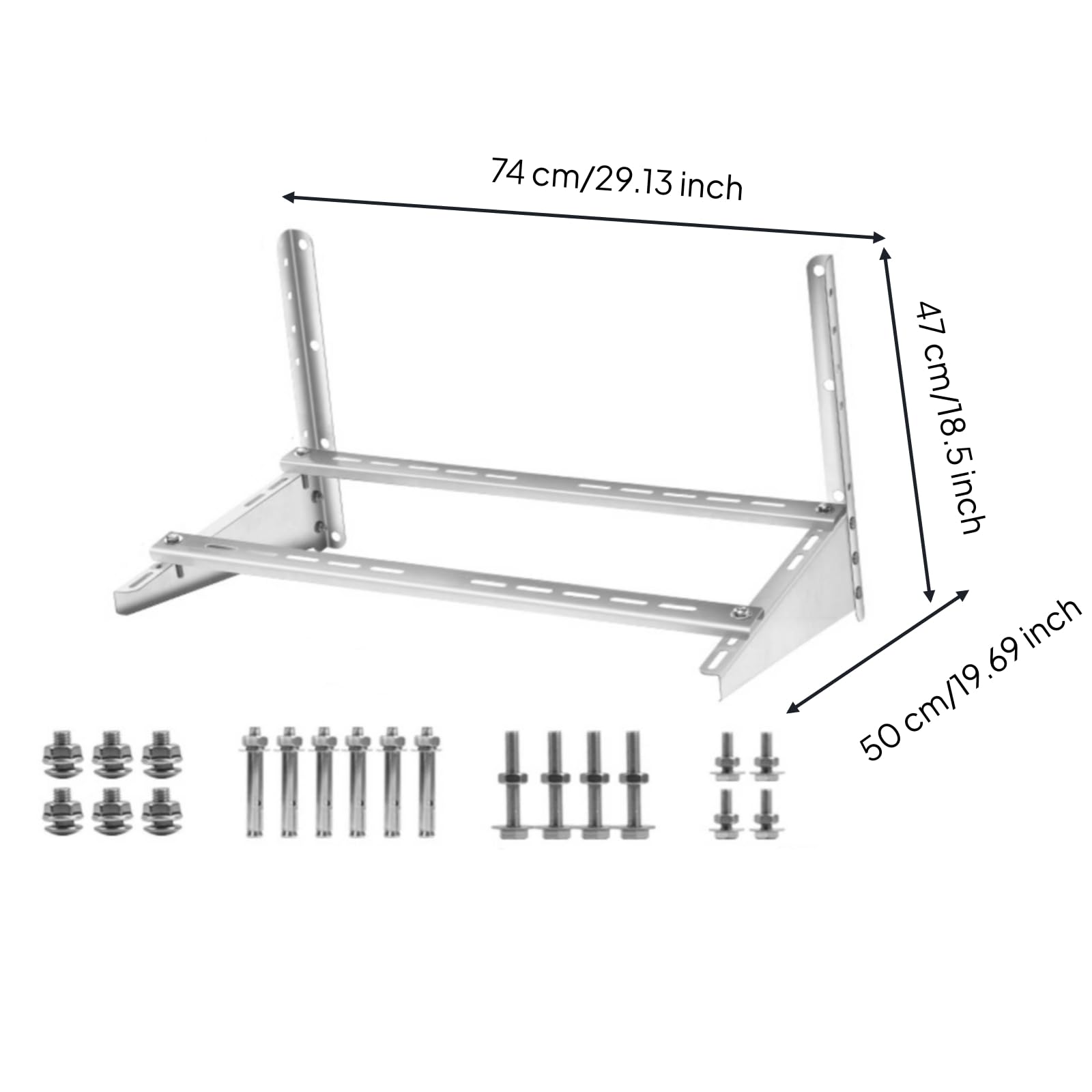 Staffa per Condizionatore Staffa Parete Staffa Supporto Staffa Esterna in Acciaio Inox con Rinforzo a Croce Stabilità Migliorata E Protezione Dagli , 2p 47 50 74cm