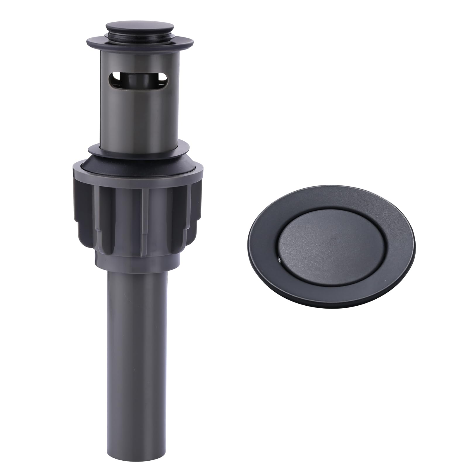 Bouchon de vidange automatique lavabo noir mat avec système clic-clac anti-fuite