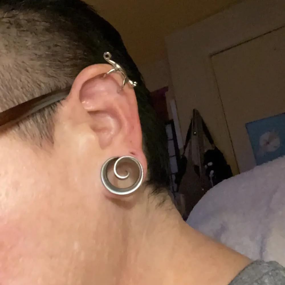 Vankula Dilatatori Lobo Sella tunnel dilatatore orecchie in Acciaio inossidabile Spirale lobi piercing espansori Gioielli Uomo Donna 8mm a 25mm