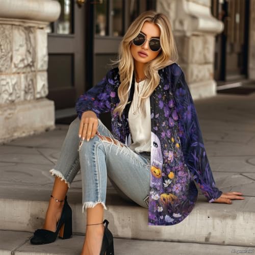 Image of Forchrinse Red Ladybug Cardigan for Women Causal Long Sleeve Open Front Cardigans Sweater Fashion 2024 Fall Coat with Pockets
