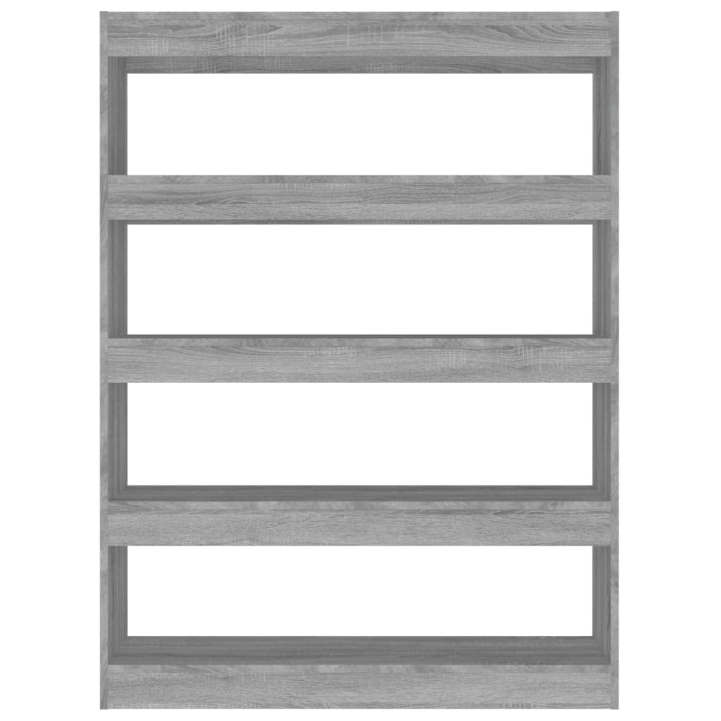 Estantería gris Sonoma, 100 x 30 x 135 cm, material de madera, versátil separador de habitaciones con 4 estantes, estable para libros, DVD y artículos decorativos, fácil limpieza