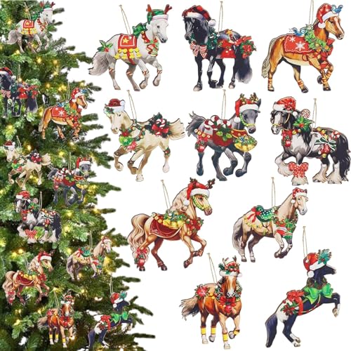 40Stück Weihnachtsbaumschmuck,Weihnachtspferde Deko...