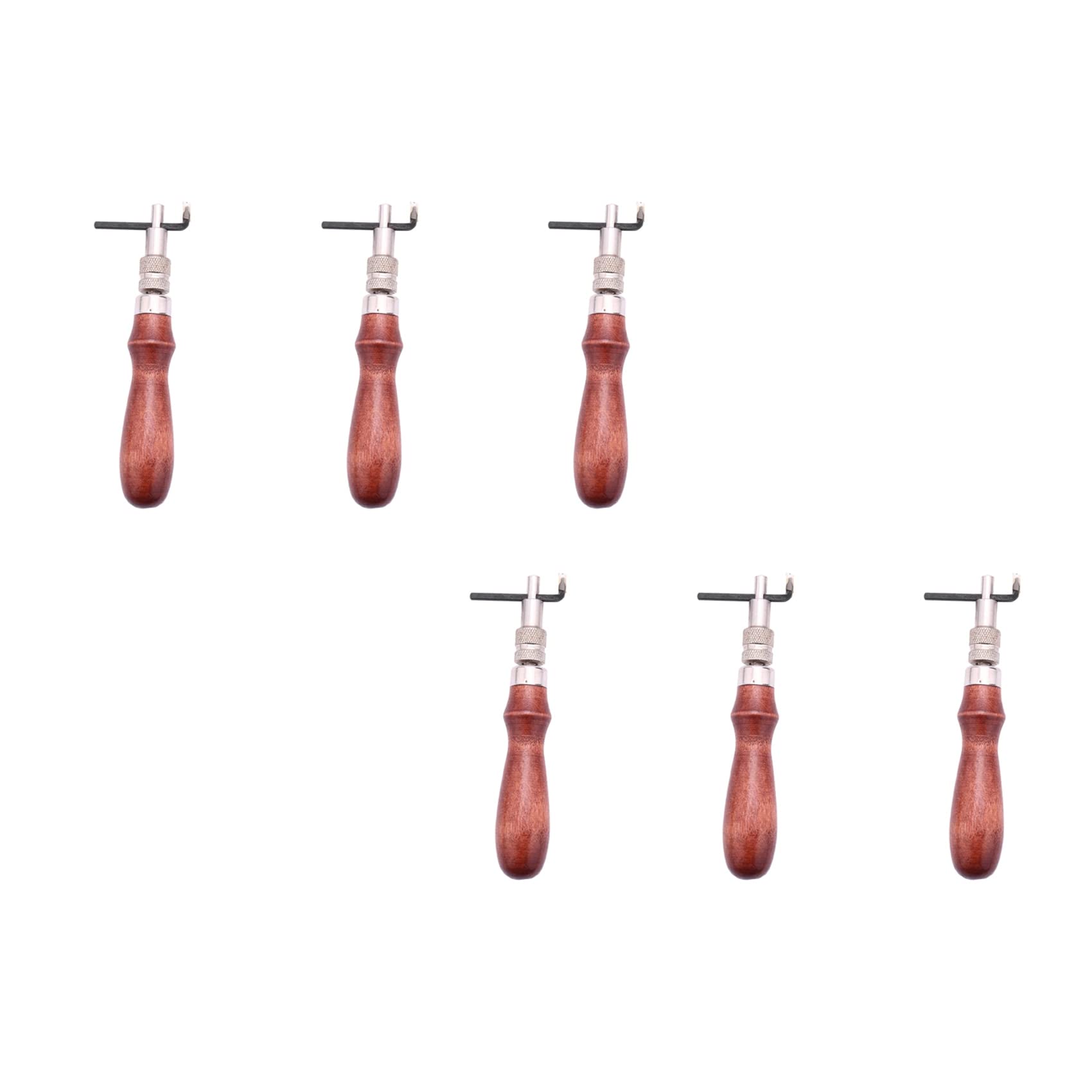 Jnchdghwa Wood Color & Silver 6X Solid Adjustable Pro Stitching Groover And Creasing Edge Beveler Leathercraft Sets To Sew Crease Leather Craft Tool