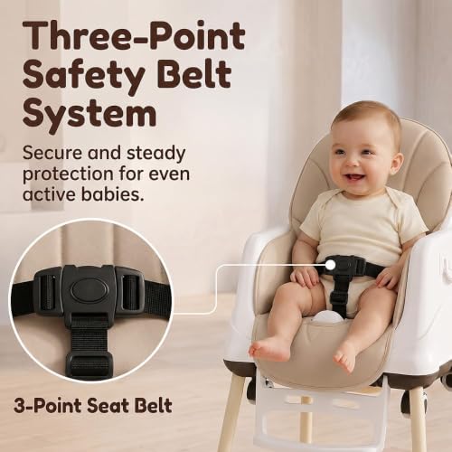 Image of StarAndDaisy High Chair for Baby /Baby Feeding Chair for 0 to 5 Years with 4 in-1 Multifunctions /High Chair with Wheels, Height Adjustable, Detachable Tray & 3-Point Safety Belt