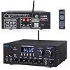 Pyle Bluetooth HD Home Audio Amplifier Receiver Stereo 300W Dual Channel Sound Audio System, MP3, USB, SD, AUX, RCA, MIC, Headphone, FM, LED, Reverb Delay, for Home Theater Speakers, Studio – PDA99BU
