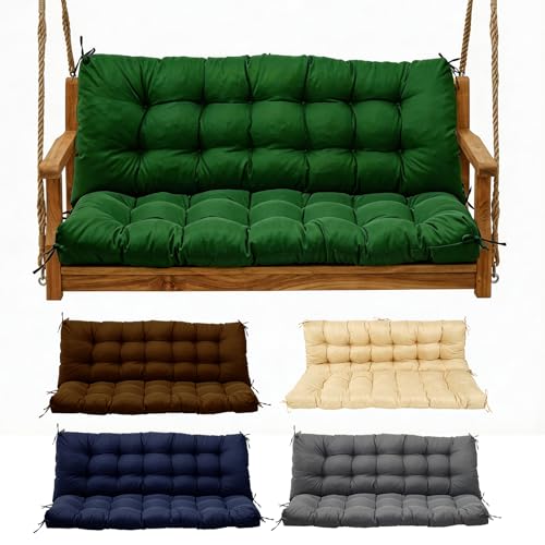 Yddsky Porch Swing Cushions Waterproof Bench Cushion for Outdoor Furniture 2-3 Seater Replacement Thickened Swing Cushion with Ties Patio Outdoor Backyard and Garden60x40 Dark Green