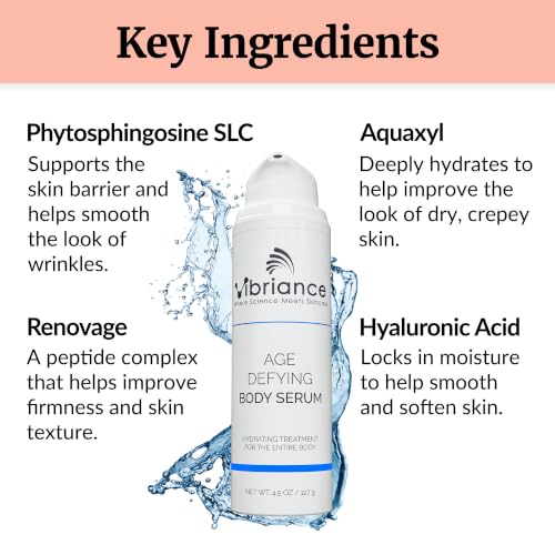 Image of Vibriance Age Defying Body Serum, 4.5 fl oz - Anti Aging and Ultra Hydrating - Infused with Hyaluronic Acid - Fast-Absorbing Crepey Skin Corrector for Wrinkles, Dryness (Pack of 2)