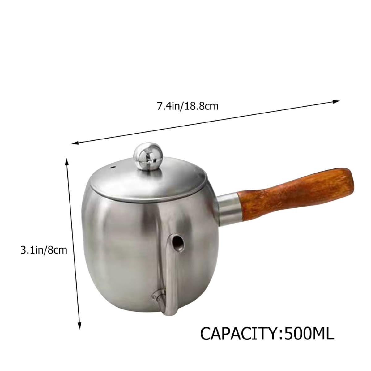 Tetera Pequeña de Café 500 Ml Acero Inoxidable Cuello de Cisne Mango de Madera Resistente para Oficina y Camping Juego Funcional