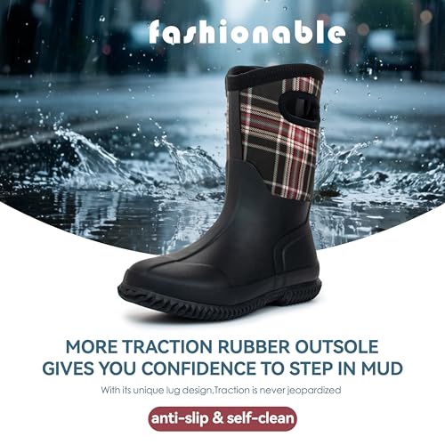 Image of Hbxooxts Women Mud Boots Waterproof Garden Shoes, Anti-Slip Rubber Rain Boots for Women, Outdoor Work and Farming with Easy-Clean Design
