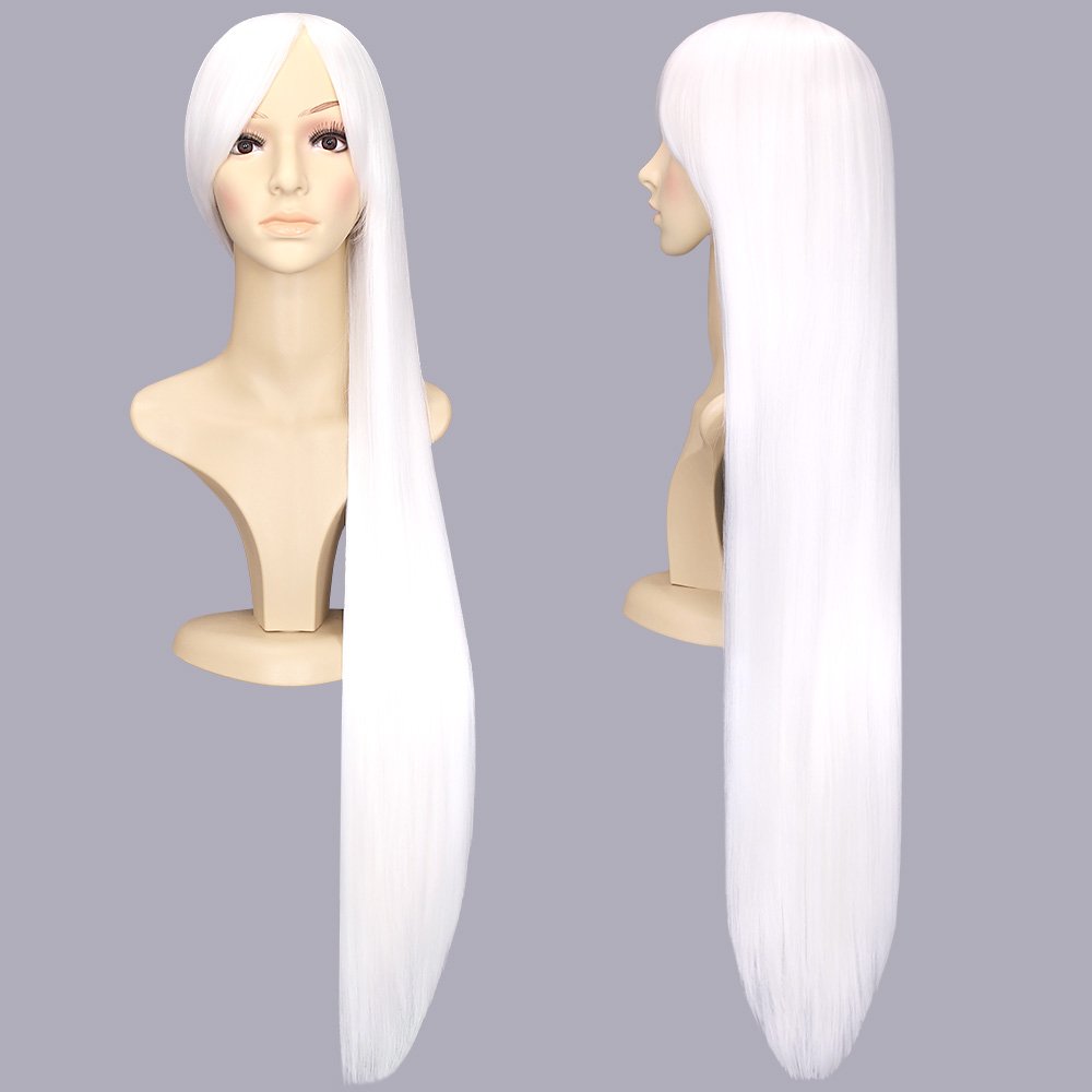 Super Long Straight Wig Wig net Two Set Costume Accessories for Pure White 100cm