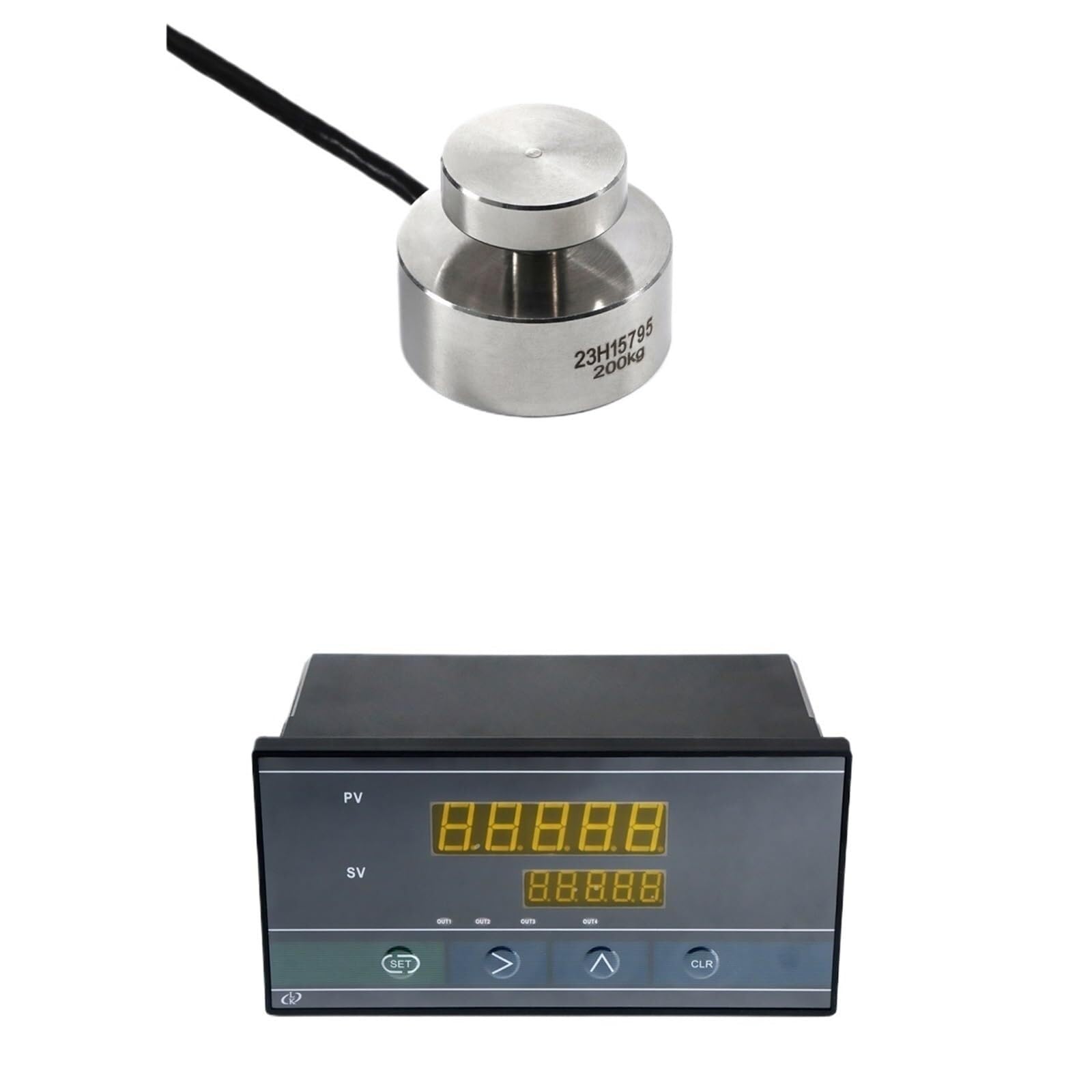 Kraftmessdose Mit Digitalanzeige, Außendurchmesser 30mm, Hochpräzise | Druckkraftmessung Für Zug- & Druckkräfte, Industrieller Kraftsensor Qualitätsprüfung & Labortechnik(200KG and Indicator)
