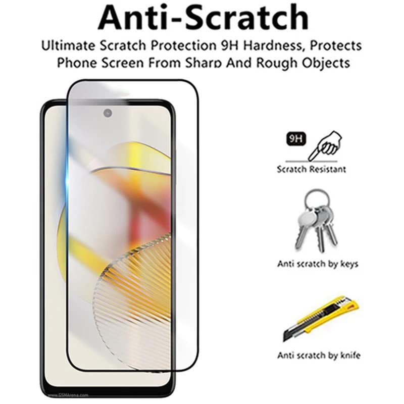 Image of Casodon 5D Tempered Glass Screen Protector Guard for Moto G73 5G with Easy Installation Kit - Black