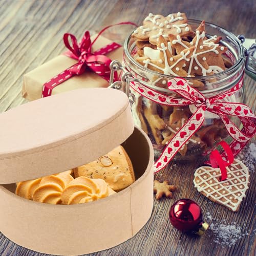 VILLCASE Round Paper Mache Boxes, 5 Sizes Kraft Paper Storage Containers, Cardboard Craft Empty Boxes with Lids for Candy Chocolate Biscuits Festival Packaging