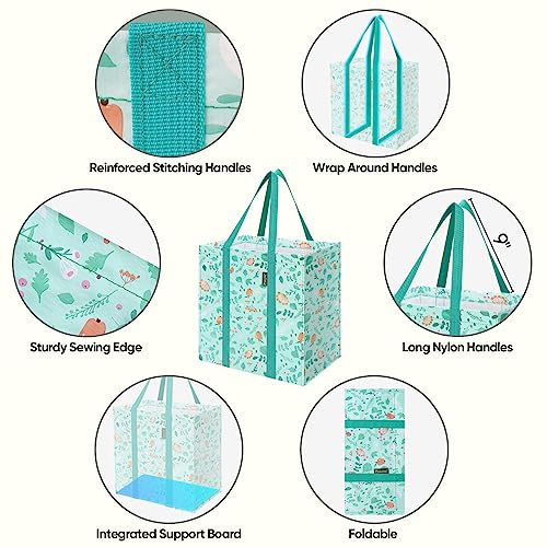 Baleine 4 Pk Grocery Bags Reusable Shopping Bags With Reinforced Bottom thumb #2