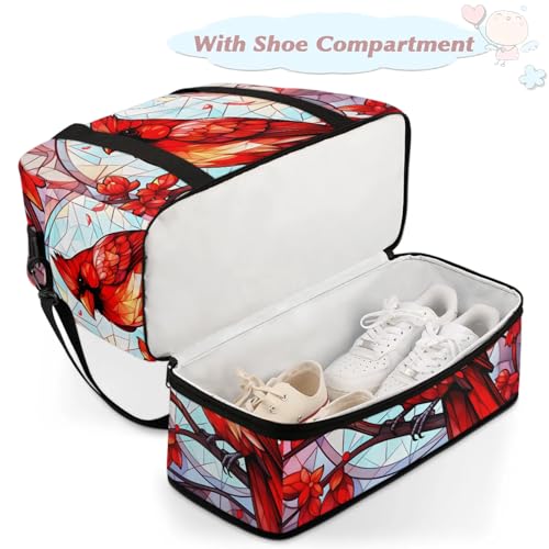Large Weekender Overnight Bags Abstract Bird Glass Travel Duffel Bag for Women Men Gym Bag With Shoe Compartment Foldie Travel Tote Bag Carry On Personal Item Bag for Travel Gym Sports4