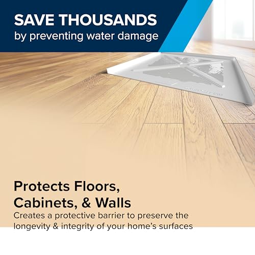 Image of Camco 20.5-Inches x 24-Inches Dishwasher Drain Pan, Black - Protects Your Floor, Cabinets and Walls from Leaking Dishwashers - Directs Water to The Front for Easy Leak Identification (20601)