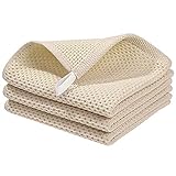 FOXNOV ふきん 食器拭き キッチン 布巾 台ふきん ワッフル 綿 フキン キッチンタオル (抗菌・防臭) 吸水 速乾 キッチンクロス ぞうきん 学校用 ホテル仕様 業務用 母の日 結婚祝い 3枚セット ベージュ