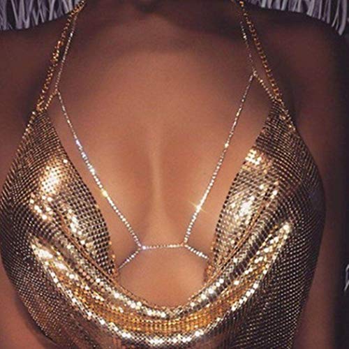 Woeoe Rhinestone Chain Bra Crystal Body Chains for Women Necklace Sexy Bikini Nightclub Body Chain Jewelry4