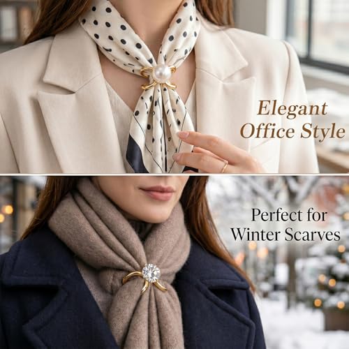 Image of 2 Pcs Scarf Ring Clips for Women Metal Shirt Tightener Cinch Buckle for Silk Scarf Shawl Blouse Sweater T Shirt Clothing Accessories