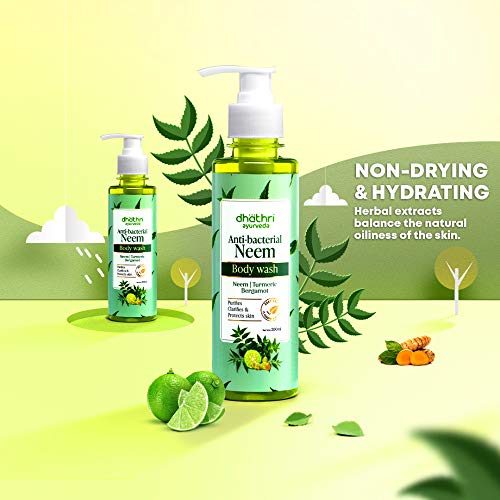 Image of Dhathri Ayurveda Anti-Bacterial Neem Body Wash | Body Wash for Men and Women | Natural Body Wash to Stay Fresh & Moisturized| 99.9% germ protection (200 ml)