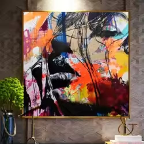 Affiche abstraite visage et portrait : image art mural 60x60 cm pour salon