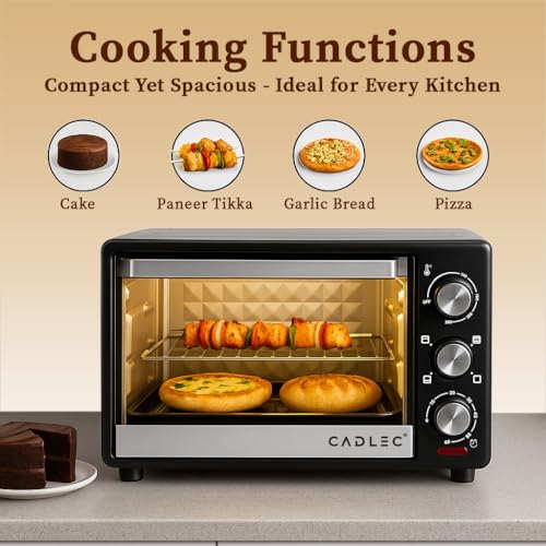 Image of Cadlec MultiChef Multi-Function OTG for Kitchen, 25 Litre, 1300W, Oven Toaster Griller, Adjustable Temperature & Timer, Bake, Grill & Toast, Oven for Baking - Silver