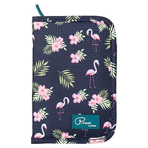Passport Wallet Holder for Men&Women,RFID Blocking Travel Waterproof Credit Card&Money Bag Multifunctional Family Zipper Cellphone Accessories Storage Boarding Passes Organizer (Flamingo) Cover