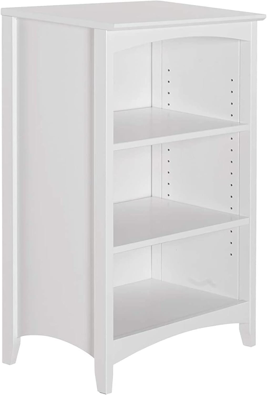 Shaker Style 3 Shelf Bookcase / Solid Wood / 36" High / Adjustable Shelving / Closed Back / Display Bookshelf for Living Room, Bedroom, Home and Office, White 36" White
