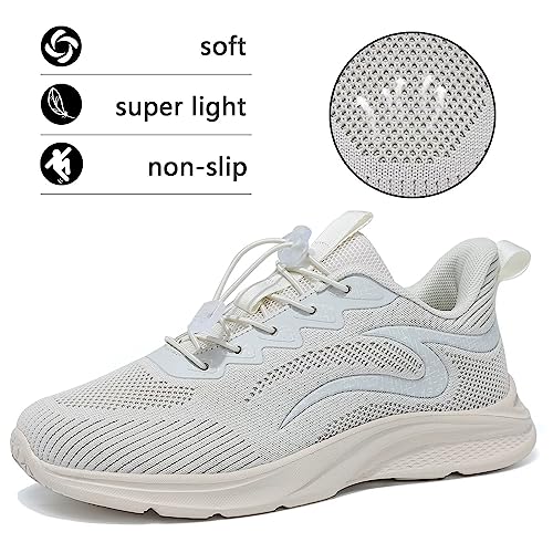 Womens Running Shoes Walking Tennis Sneakers Mesh Lightweight Breathable Casual Soft Sole Gym Travel Work Shoes Beige #TOP1